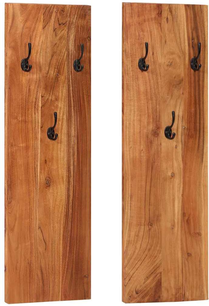 vidaXL Porte-manteaux muraux 2 pcs 36x3x110 cm Bois d'acacia massif