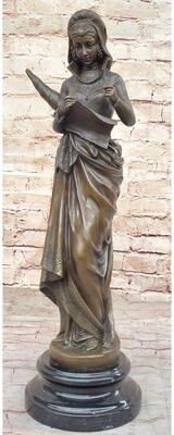 Bronzhaus Bronze Fortuna Roman Goddess Of Luck Lady Tykhe Statue Figurine On Marble Base