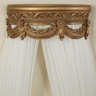 Touch of Class Swag and Bow Wall Teester Bed Crown Aged Gold , Aged Gold