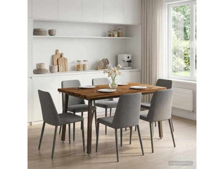 Esstisch Massivholz Akazie 120 x 70 x 75 cm Natur und Kaffee Rechteckige Tischform,verzinkte Stahlbeine,-Rutsch-Zubehör,innen,Esszimmer,Wohnzimmer