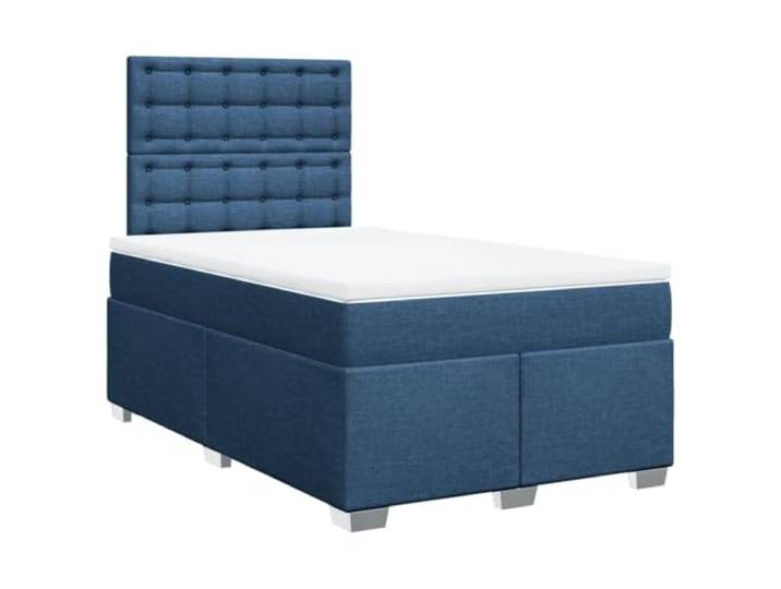KKgypkn Boxspringbett mit höhenverstellbarem Kopfteil, Stoff Blau 120x200 cm, inklusive Taschenfederkernmatratze und Lattenrost