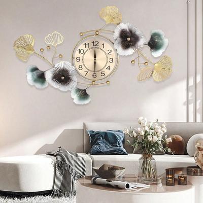 Uplift Treasures Large Luxury Ginkgo Leaf Silent Wall Clock 90x45 Cm Large Luxury Ginkgo Leaf Silent Wall Clock 90x45 Cm