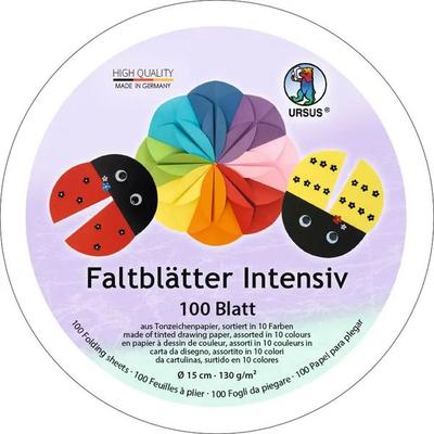 URSUS Falten Tonzeichenpapier-Faltblätter Intensiv, 15 cm, 100 Blatt