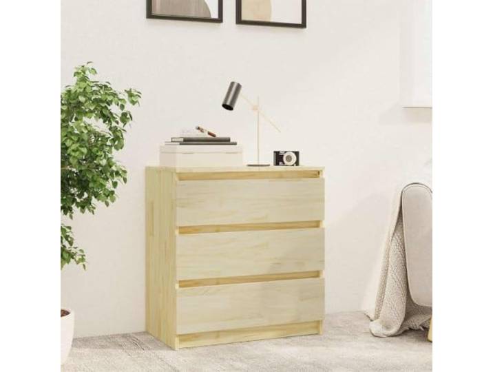 HEFZGDB Massivholz Nachtschrank Kiefer 60x36x64 cm mit 3 Schubladen Stauraum, Stabiler Beistelltisch fürs Schlafzimmer, Langlebiges Möbelstück mit Organisationsfach
