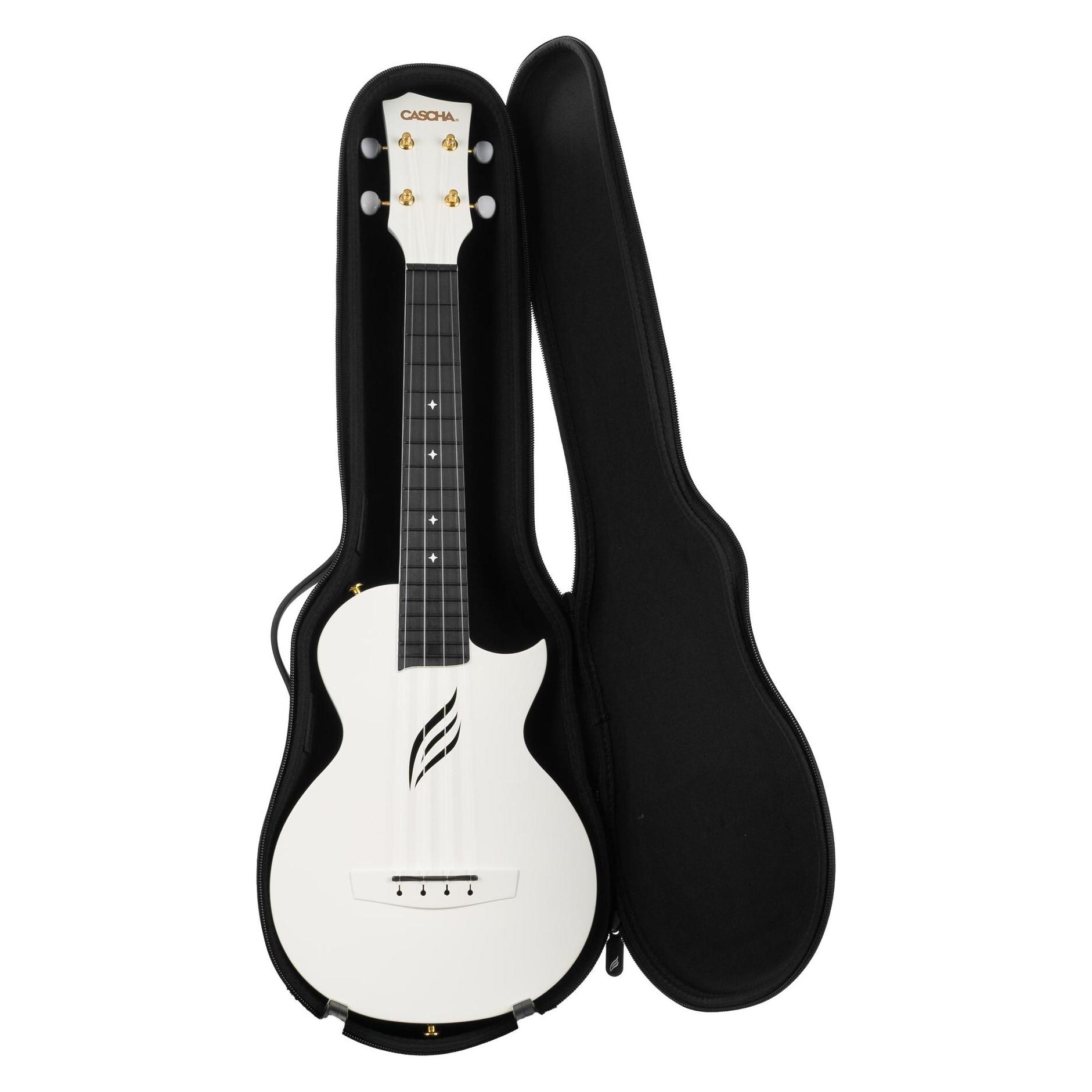 Cascha Ukulele Carbon Fibre White Set (Konzert) (HH-2286)