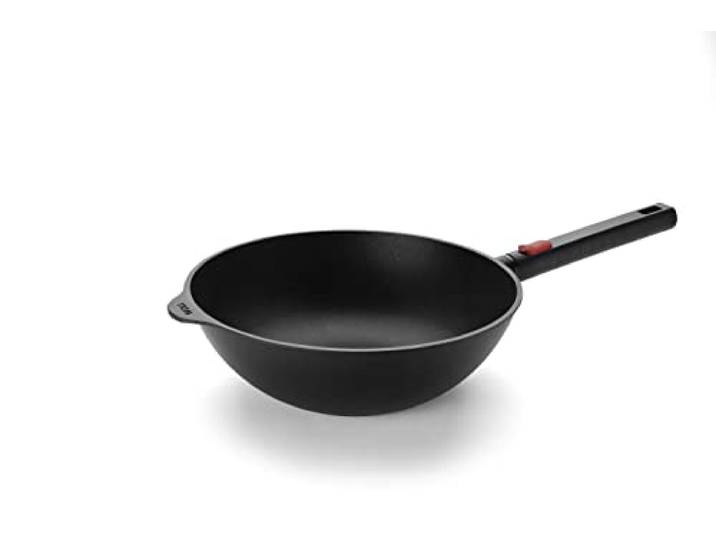Woll Diamond Logic XR Wok- und Rührpfanne - Induktiv -, Ø 24 cm, 9 cm hoch, mit abnehmbarem Stiel - Geeignet für alle Herdarten, Aluminiumguss, Antihaft-Versiegelung, backofenfest, schwarz