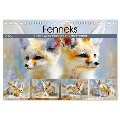 Fenneks. Kleine Wüstenfüchse im Saharasand (Tischkalender 2027 DIN A5 quer), CALVENDO Monatskalender