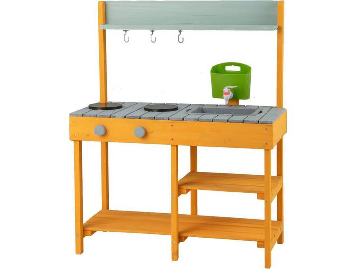 COSTWAY Outdoor-Spielküche Kinderküche Holz, mit Stauraum, für Garten