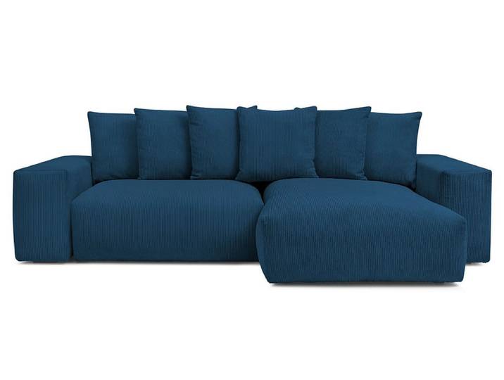 Ecksofa BOBOCHIC VOLTAIRE Cord-Stoff dunkelblau