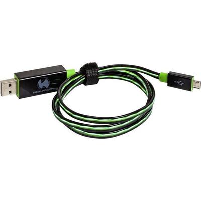 RealPower USB-Kabel USB 2.0 USB-A Stecker, USB-Micro-B Stecker 0.75m Grün mit LED 187656