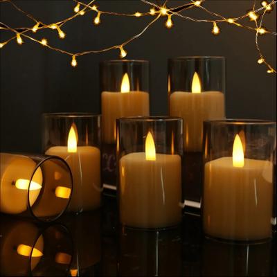 Uplift Treasures Flameless LED Candles With 3D Wick Remote Timer And Lampshade grey