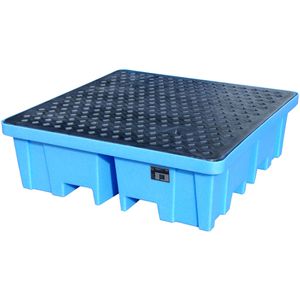 BAUER Auffangwanne WPA-PE 4/2, aus Polyethylen, 122 x 122cm, Polyethylen-Gitterrost, unterfahrbar, 250 Liter
