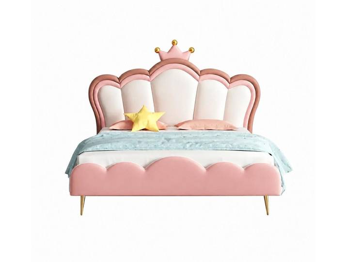Xlmoebel Kinderbett Rosa Leder-Kinderbett für kleine Prinzessinnen im modernen Stil, Made in Europa