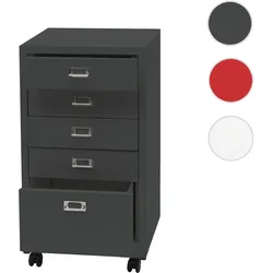 Rollcontainer HWC-L49, Schubladenschrank Stahlschrank Aktenschrank, Metall 75x40x41cm 5 Schubladen ~ dunkelgrau