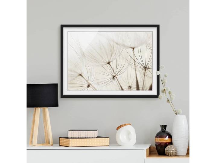 Tableau déco Herbes folles IV Papier Cadre : placage en bois véritable Pin Blanc 70 x 50cm