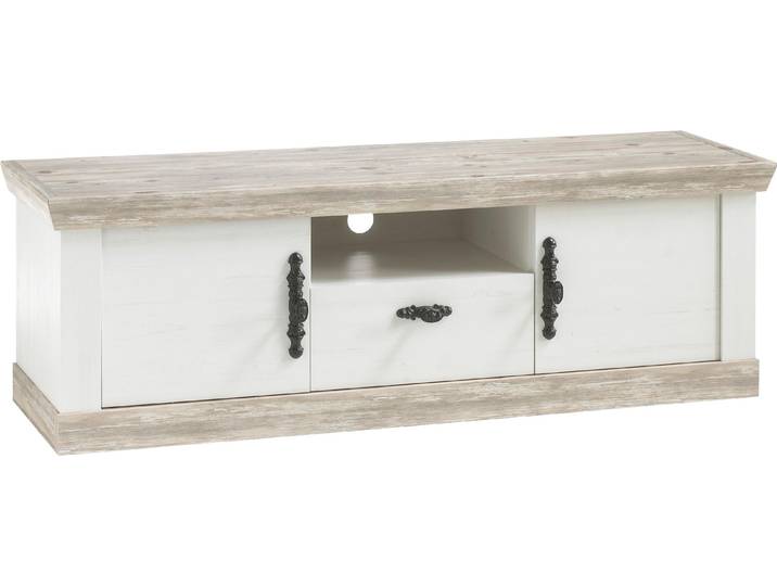 Lowboard HOME AFFAIRE FlorenzTV-Board, TV-Schrank , weiss (pinie weiß), B:156cm H:51cm T:44cm, Sideboards, Lowboard, im romantischen Landhaus-Look, Fernsehtisch Breite 156 cm