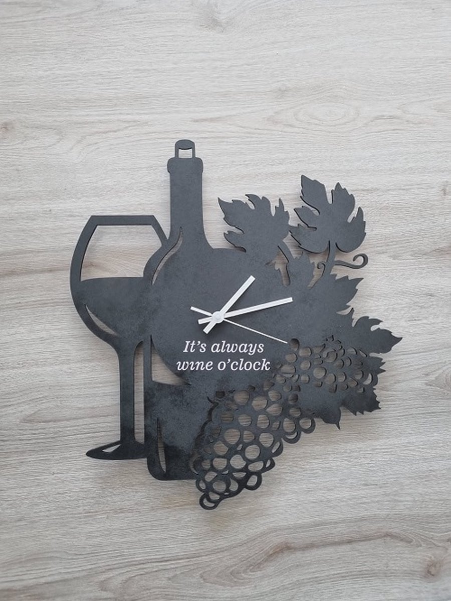 Wandklok It's Always Wine O'clock - Zwart