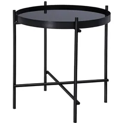 WOMO-DESIGN Beistelltisch Ø43×45 cm, Schwarz, Metall/Glas, rund, Unikat, Design Glastisch