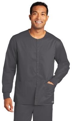 Wonderwink WW3080 WorkFlex Snap-Front Scrub Jacket in Pewter size Large   Polyester Blend
