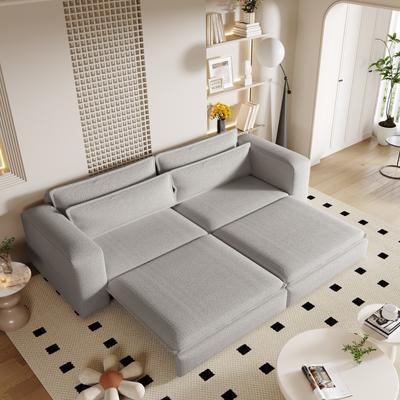 Loedds 93-Inch Sherpa King Pull-Out Sofa Bed with Deep Seat Square Arms and 2 Pillows