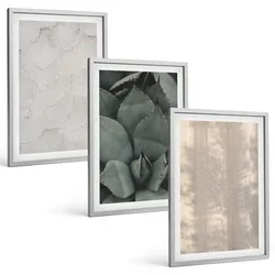 BILDER SET 3er Set - 40x60 cm Silberner Rahmen - Sommerliche tropische Texturen