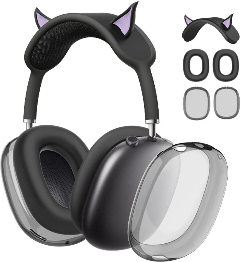 INF Kopfbügel- und Ohrmuschel-Schutz 3-teilig – Silikon + TPU, stoßabsorbierend, waschbar – kompatibel mit AirPods Max 1/2 Schwarz