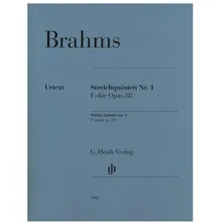 Brahms, Johannes, Streichquintett Nr. 1 in F-dur op. 88 2 Violinen, 2 Violen, Violoncello Stimmensat, Fachbücher von Johannes Brahms