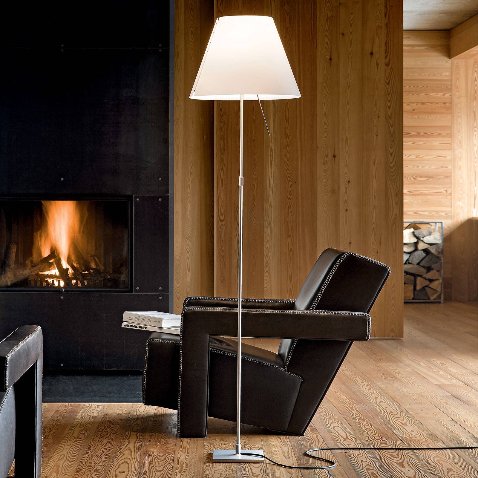 Luceplan Floor Lamp Costanza, dimmable, White / opal, Living / Dining Room, Aluminium, Design, Floor Lamp