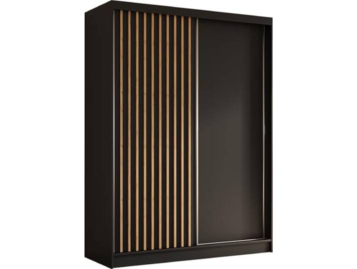 AXLIVING Kleiderschrank Cabinio 160 cm Schwarz/Artisan 4 geräumige Fächer (40,8 cm hoch, 77,6 cm breit). Laminierte Möbelplatte. Aluminiumgriff OMEGA 2R mit Bürstendichtung.