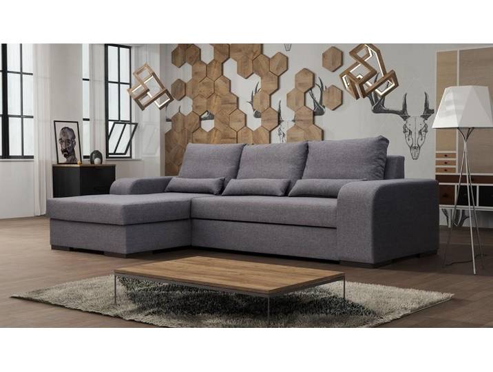 JVmoebel Ecksofa Grau Schlafcouch mit Bettfunktion und Stauraum in modernem Design, Made in Europa