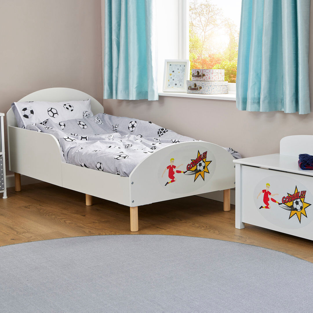 Liberty House Toys Kids White Toddler Bed – Football White EU Toddler - 70 x 160 cm