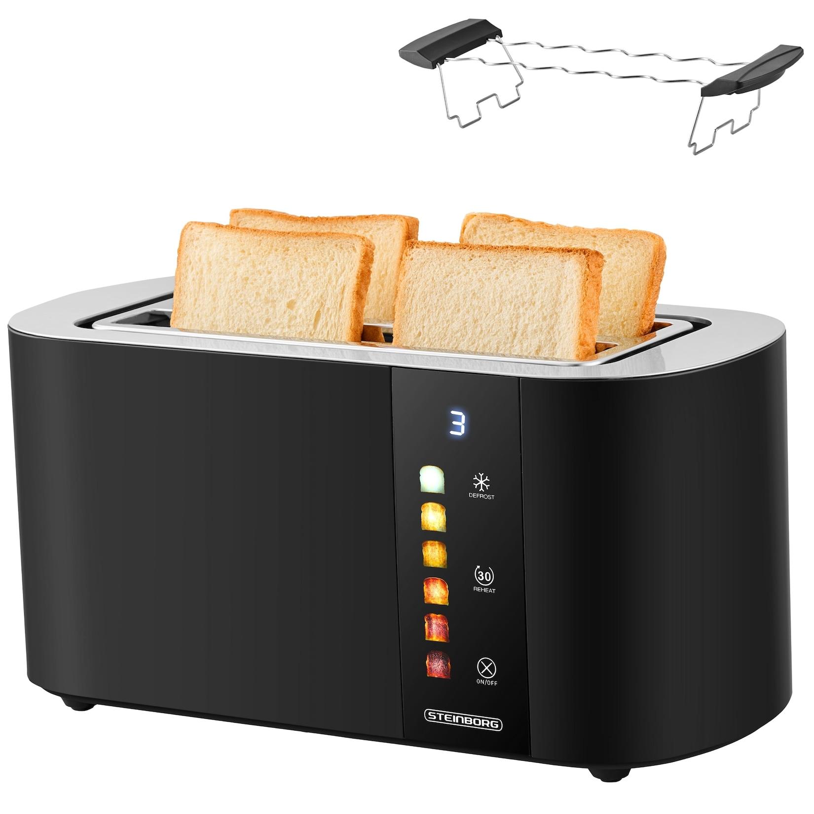 Steinborg 4 Scheiben XXL Toaster Lift Funktion m. Brötchenaufsatz