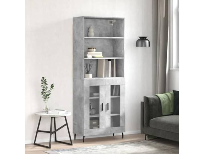 HEFZGDB Weißes Highboard fürs Wohnzimmer, modernes Highboard mit Metallfüßen und stilvolles mit Aufbewahrungsfächern aus Holzwerkstoff mit glatter Oberfläche