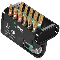 Bitset Bit-Check Diamond 1 Wera Diamantbeschichtet, mit Bithalter, 12-teilig