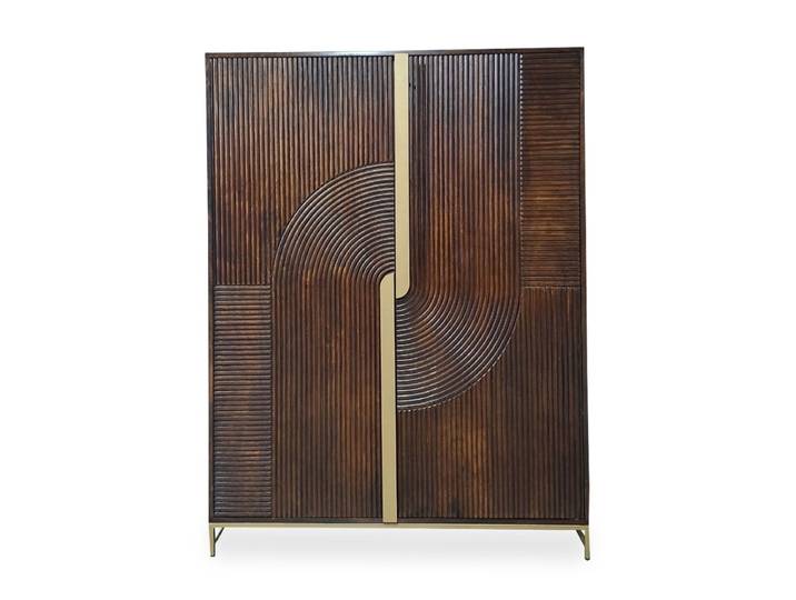 Highboard 120x160cm 'Marvello' Mango mahagoni & Metall goldfarbig Holztüren