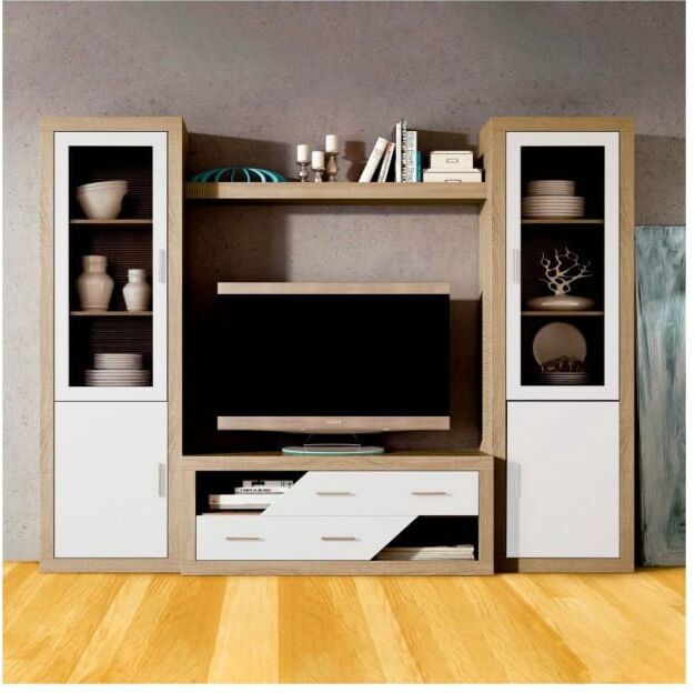 duehome Módulo bajo 2 cajones 130 cm melamina cambria - blanco