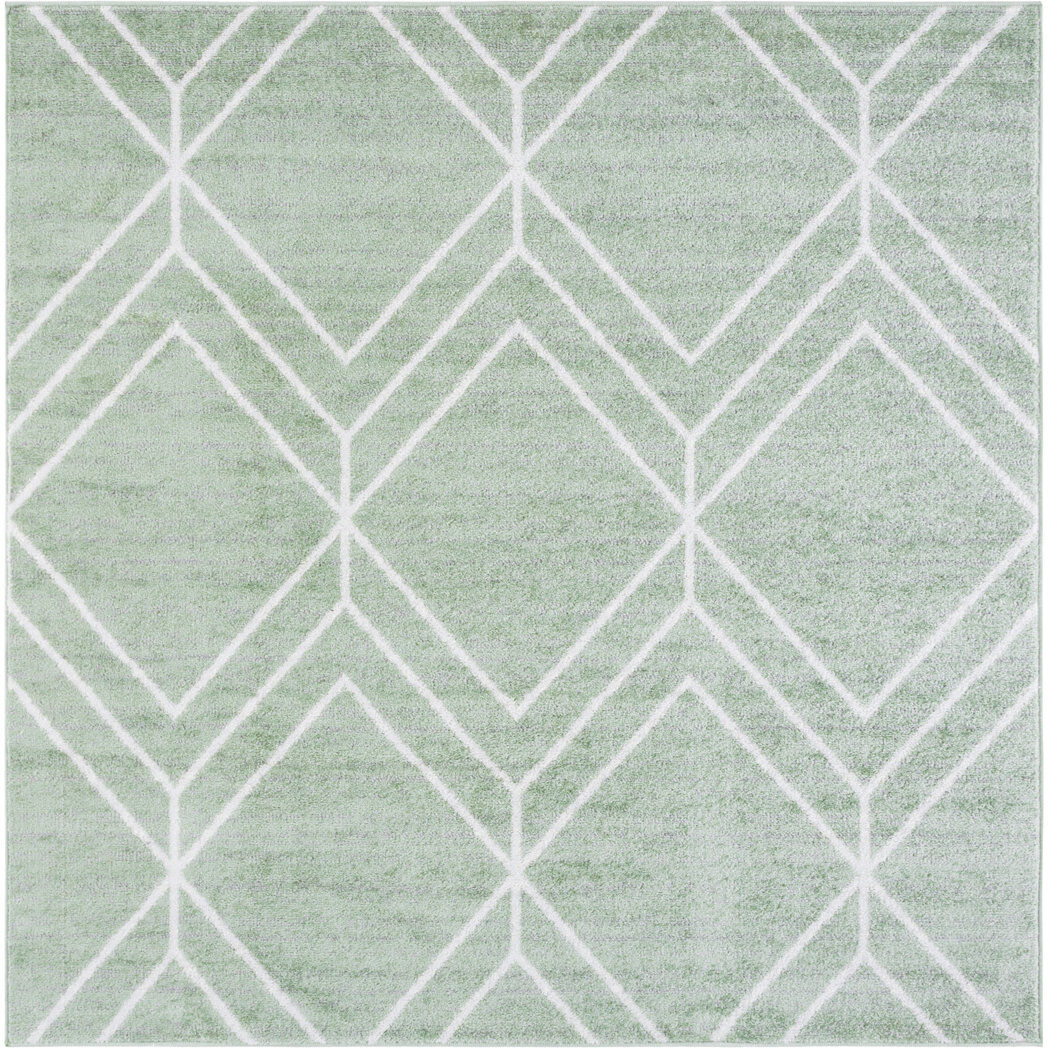 Corrigan Studio Geometric Area Rug Sage / Ivory Square 183 cm