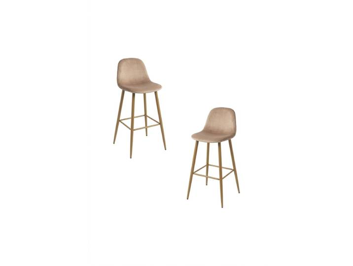 2er Set Teok Samt Hocker - Champagne