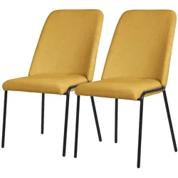 ML-Design Esszimmerstühle 2er-Set Senfgelb, gepolstert, Polyesterbezug, Metallbeine, mit Rückenlehne – Küchen-/Wohnzimmerstuhl