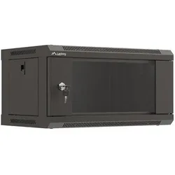 Lanberg Installationsschrank Rack 19 4U 540x350 schwarz verglaste Tür (flat pack) (4 HE, 19 Zoll Rack), Serverschrank, Schwarz