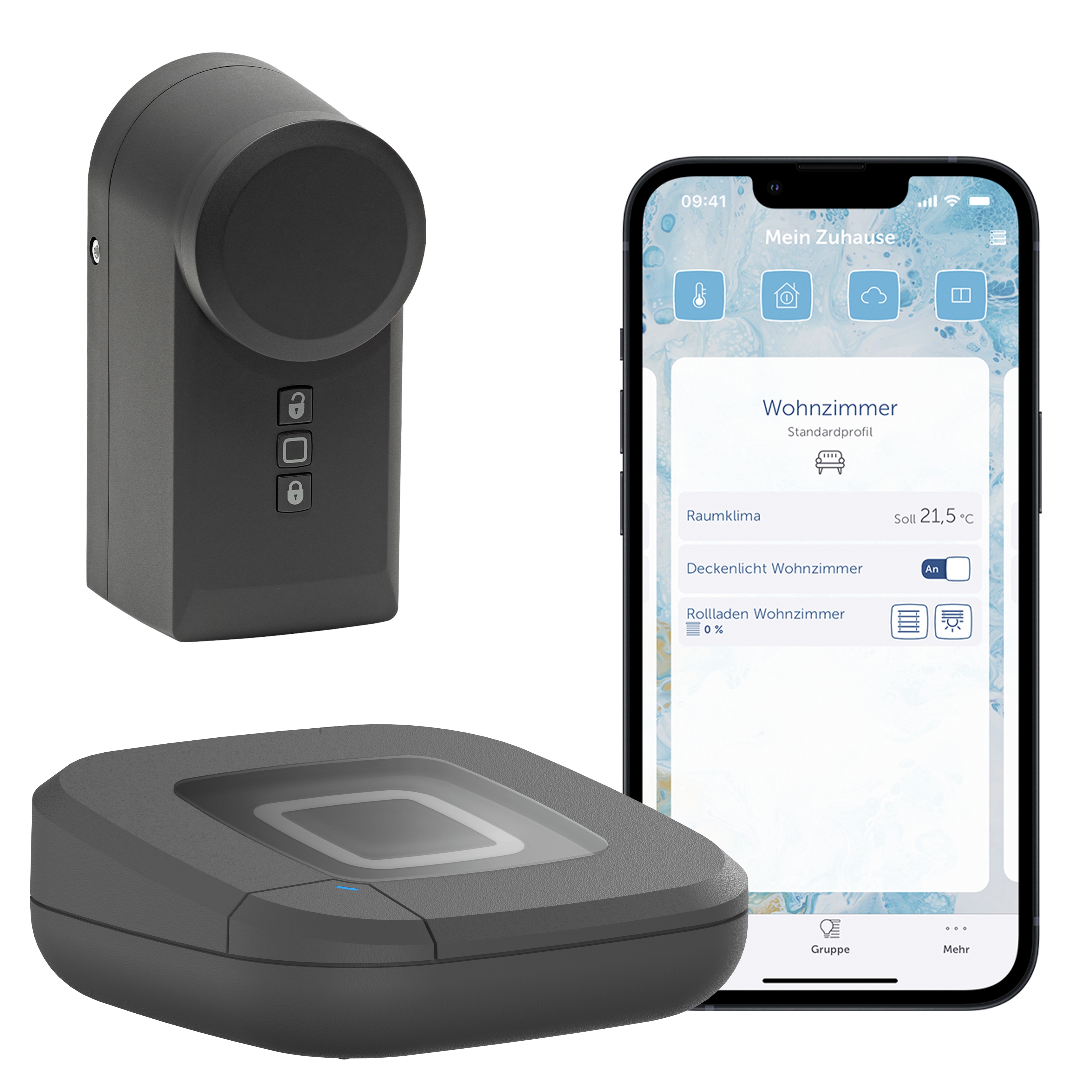 Homematic IP Starter Set Haustür • Türschlossantrieb HmIP-DLD • Access Point • anthrazit HmIP-DLD-A + HmIP-HAP2-A