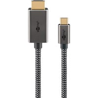 USB Textil-Adapterkabel, USB-C Stecker > HDMI Stecker, 4K / 60Hz schwarz/silber, 2 Meter