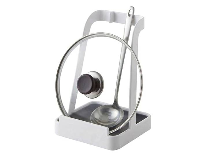 Relaxdays Porte-cuillères et Porte-couvercles pour Plan de Travail\, HxLxP 15x10x10 cm\, métal/Plastique\, Blanc