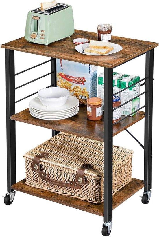 VASAGLE Keukenrek op wielen met 6 haken - B/D/H: 60 x 40 x 89 cm