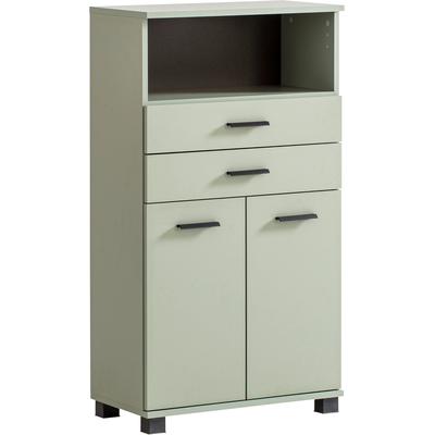 Midischrank WELLTIME "Palermo, Breite 60 cm made in Germany", grün (pistazie), B:59,8cm H:110,5cm T:32,6cm, FSC-zertifizierter Holzwerkstoff, Schränke, Midischrank, Metallbeschläge