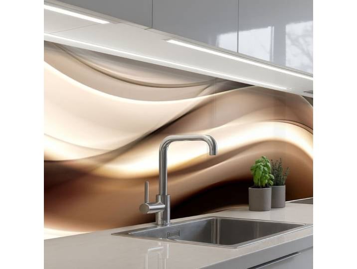 KitchenYeah crédence de cuisine Vagues Abstrait Beige Chaud 350x60cm