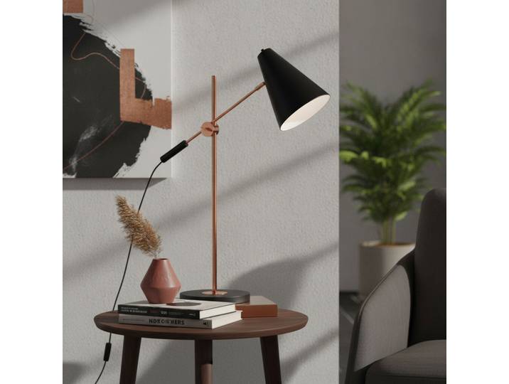 Strakke bureaulamp Obscur zwart met roodkoper Artdelight - TL OBSCUR ZW