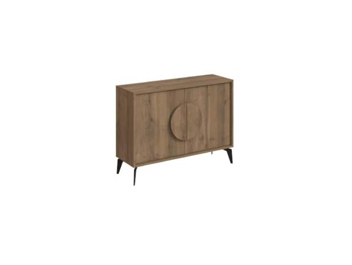 Hanah Home Modern Console Table with Metal Legs, 110 cm, 100% Melamine Coated, Brown Hitit Color, Wall-Mountable, 18 mm Thick, Stylish & Functional