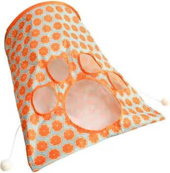 Inspire Curations CrinkleRoll Foldable Interactive Cat Tunnel Toy With Noisy Paper & Rolling Fun orangr
