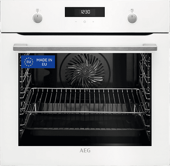 Horno - AEG BEK435120W, Multifunción, Limpieza por agua, 71 l, Función Grill, 60 cm, Blanco